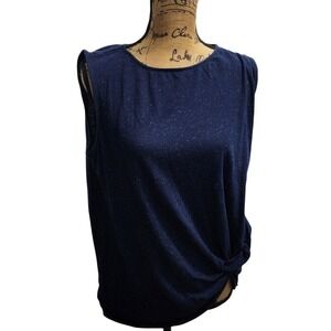 LOFT Women's Navy Sparkle Knot‎ Front Sleeveless Top XL